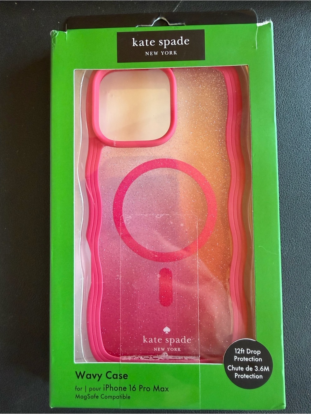kate spade Pink Glitter Wavy MagSafe iPhone Case